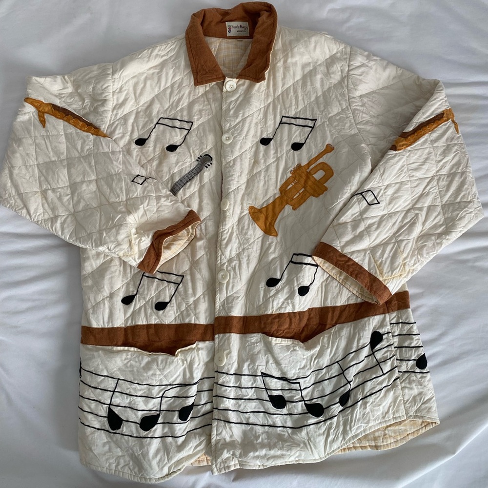 Vintage Cream and Brown Musical Note Jacket